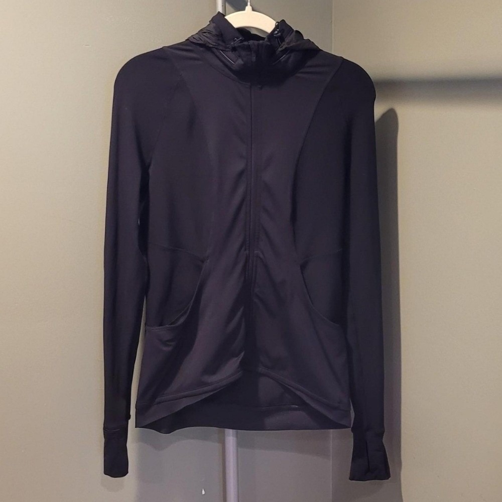 Lululemon Women's Mixed Media Lightweight Full Zip Jacket Size 8 Black Hooded